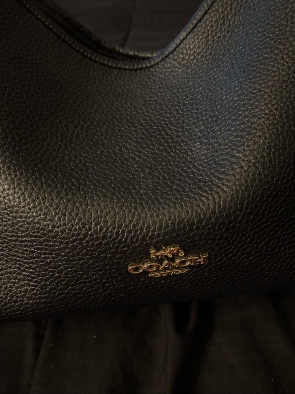 Coach Black Pebbled Leather Shoulder Hobo with Gold Hardware - Picture 9 of 11